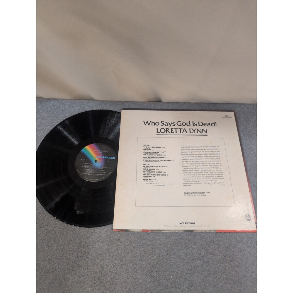 Loretta Lynn Who Says God Is Dead! Vinyl LP MCA Records MCA-7 Country Gospel - Picture 2 of 2